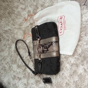 Coach Black and Tan Clutch Wristlet